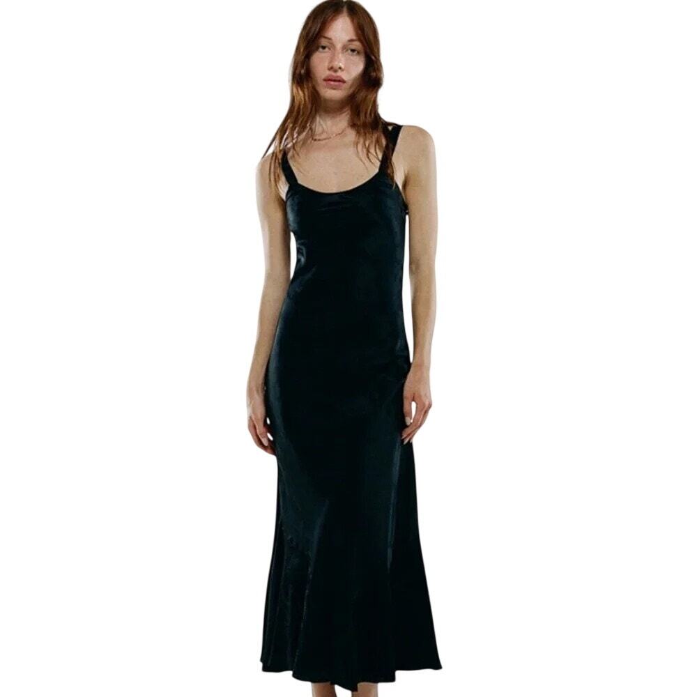 **Réalisation Par The Allegra Black Dragon Silk Maxi Dress XS**